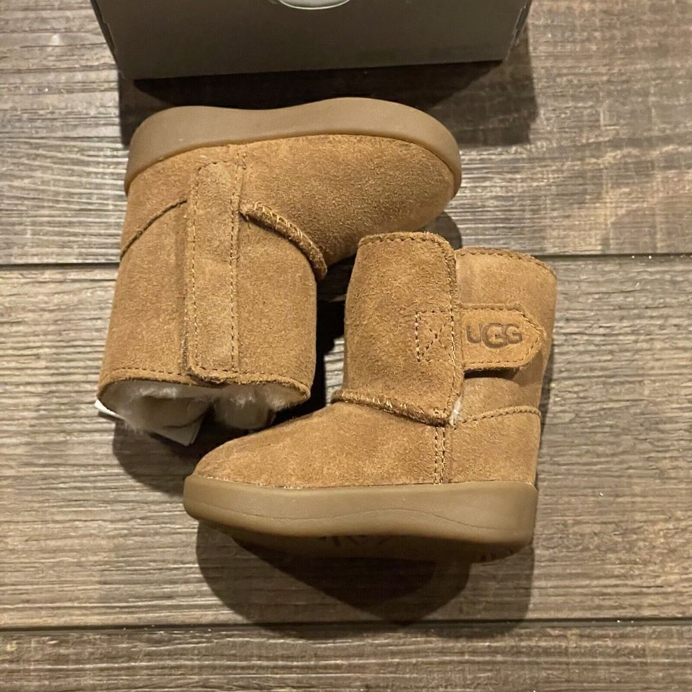 UGG I KEELAN Boot Infant 0/1 Chestnut Suede Shoes Fur Lined Winter Boots NEW - Picture 5 of 9